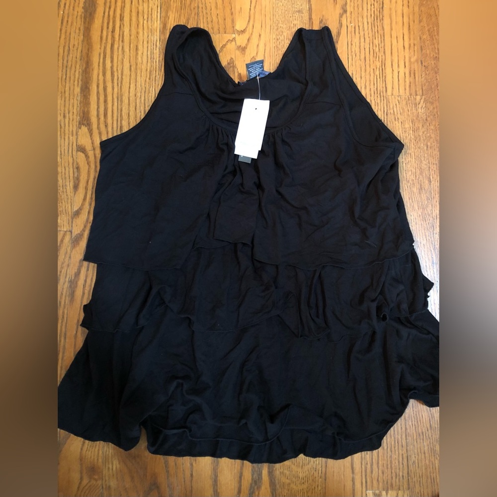 NWT  CHELSEA & THEODORE Black Tribal Tribune Sleeveless Top  Size L $58